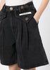 Black Two-Pocket Denim Shorts