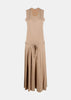 Brown Drawstring-Detail Dress