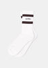 White Serif Logo Striped Socks