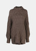 Brown Cable Knit Roll-Neck Jumper