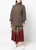 Brown Cable Knit Roll-Neck Jumper