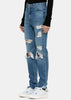 Blue High Waist Distressed Jeans