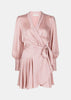 Blush Silk Wrap Mini Dress
