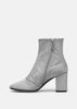 Silver Glitter Block Heel Ankle Boots