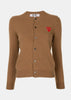 Brown & Red Heart Patch Cardigan