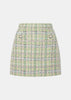 Green Checked Tweed Mini Skirt