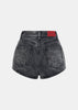 Grey High-Waisted Denim Shorts