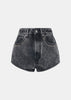 Grey High-Waisted Denim Shorts