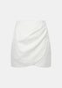 White Pinstripe Draped Mini Skirt