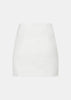 White Pinstripe Draped Mini Skirt
