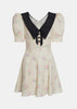 Cream Floral Silk Jacquard Dress
