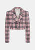 Pink Tartan Sequin Tweed Jacket