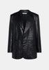 Black Oversized Croco Leather Jacket