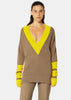 Taupe & Yellow Knitted Sweater