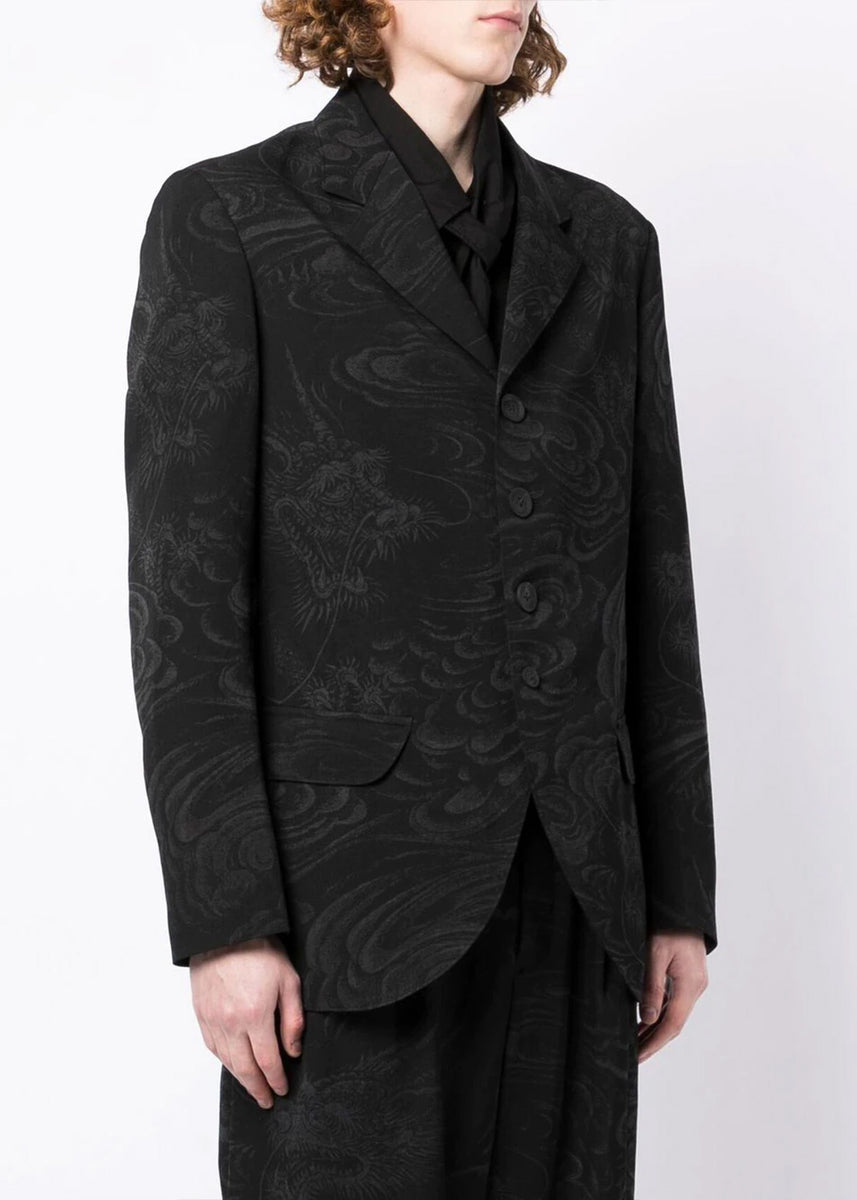 Black Dragon Print Discharge Jacket | LEISURE CENTER