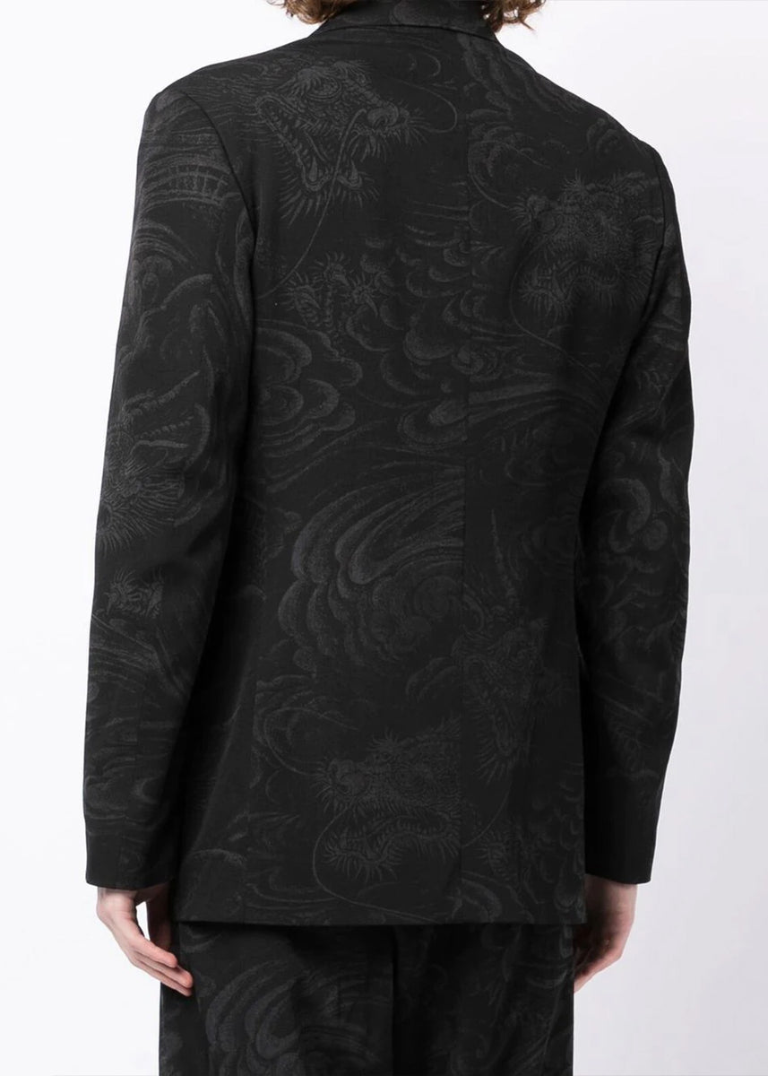 Black Dragon Print Discharge Jacket | LEISURE CENTER