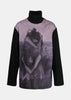 Purple Ink-Jet Knit Turtleneck T-Shirt
