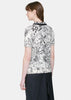 Black & White Floral Print Knit Polo