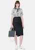 Black & White Floral Print Knit Polo