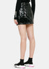 Black Latex Triple-Zip Mini Skirt