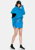 Blue Hybrid Cropped Turtleneck Sweater
