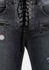 Black Rinsed Lace-Up Jeans