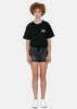 Black Denim Lace-Up Shorts