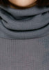 Grey Blue Turtleneck Rib Knit Sweater