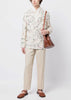 White & Print Belted Jacket