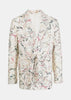 White & Print Belted Jacket