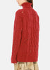 Red Hight Neck Distressed Sweater