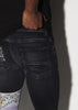 Aged Black Bandana Art Patch Jeans