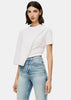 White Cropped Draped Top