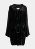 Black Hooded Velvet Shirt Dress
