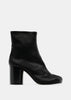 Black Mid Heel Leather Tabi Boots