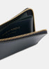 Navy Classic Leather Zip Wallet