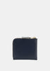 Navy Classic Leather Zip Wallet