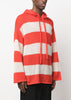 Red Striped Knit Hoodie
