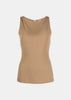Brown Sleeveless Boat Neck Top